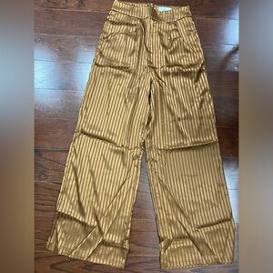 Lucca Couture Satin Trousers M Copper Rust Straight Wide Leg Baggy Preppy NWT